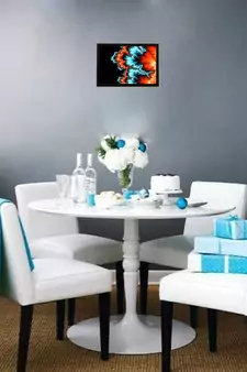 Abstract Blue & Orange Satin Matt Texture UV Art Painting