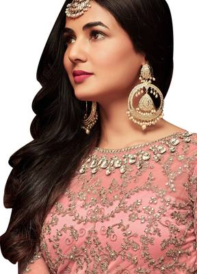 Orange Embroidered Net Salwar With Dupatta 2