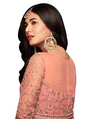 Orange Embroidered Net Salwar With Dupatta 3