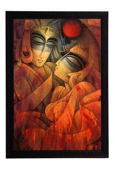 Radha Krishna Abstract Satin Matt Texture UV Art Painting