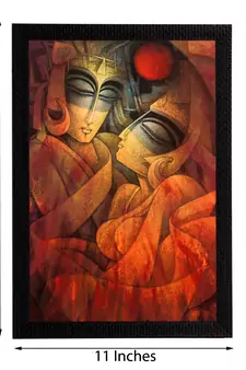 Radha Krishna Abstract Satin Matt Texture UV Art Painting