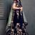 Figurative Navy Blue Dori, Zari And Sequins Embroidered Semi Velvet Fabric edding designer Lehenga Choli