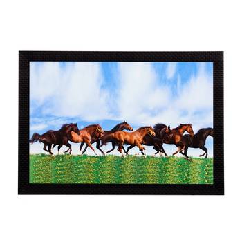 Black & Brown Horses Satin Matt Texture UV Art Painting 1