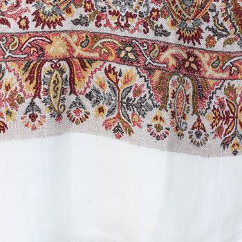 White & Multicolor Viscose Rayon Woven Design Shawl 4