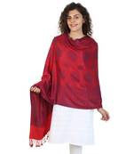 Red & Navy Viscose Rayon Woven Design Shawl