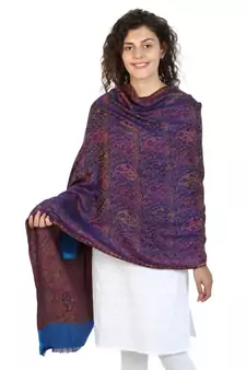 Purple & Multicolor modal Woven Design Shawl