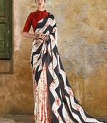   multicolor printed satin saree with blouse