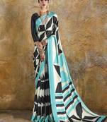   multicolor printed satin saree with blouse