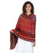 Wine & Multicolor modal Woven Design Shawl