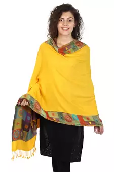 Sunflower & Multicolor Viscose Rayon Woven Design Shawl