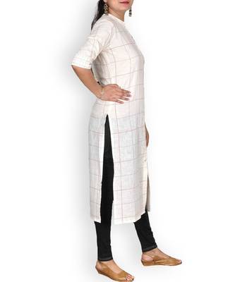 White Linen Printed Kurta 1