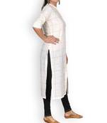 White Linen Printed Kurta