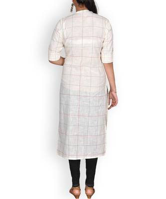 White Linen Printed Kurta 2