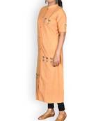 Mustard Cotton Linen Zardozi Work Kurta