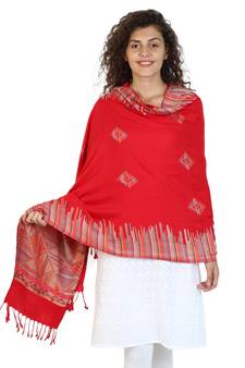 Red modal Woven Design Shawl