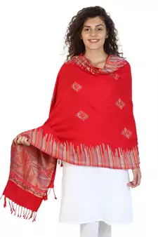 Red modal Woven Design Shawl