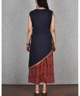 Blue Cotton & Art Silk Printed 2pc Dress 2