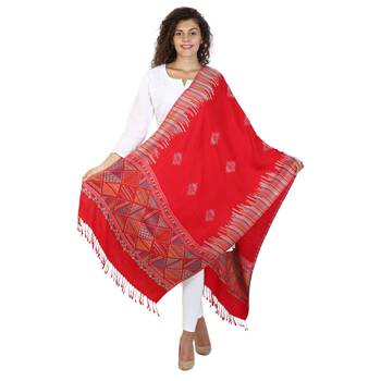 Red modal Woven Design Shawl 2