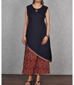 Blue Cotton & Art Silk Printed 2pc Dress