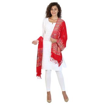 Red modal Woven Design Shawl 3