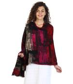 Black & Multicolor Viscose Rayon Woven Design Shawl