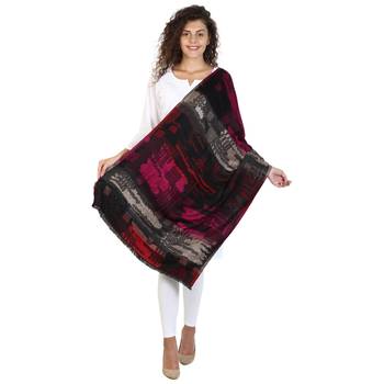 Black & Multicolor Viscose Rayon Woven Design Shawl 2