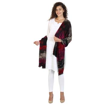 Black & Multicolor Viscose Rayon Woven Design Shawl 3