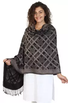 Black & Beige modal Woven Design Shawl