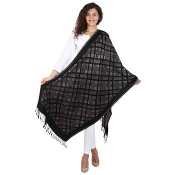 Black & Beige modal Woven Design Shawl 2