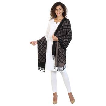 Black & Beige modal Woven Design Shawl 3