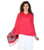 Dark Pink & Carrot Viscose Rayon Woven Design Shawl