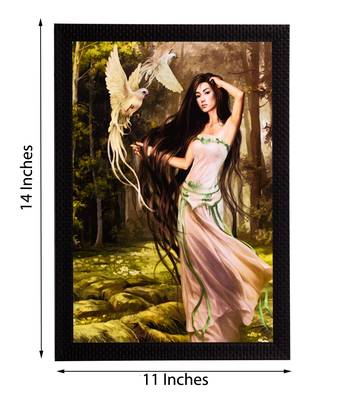Woman & Bird Satin Matt Texture UV Art Painting 2