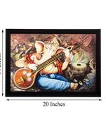 Lord Ganesha Playing Musical Instrument Matt Textured UV Art Painting