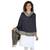 Dark Navy & Beige Viscose Rayon Woven Design Shawl