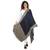 Dark Navy & Beige Viscose Rayon Woven Design Shawl