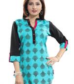 Green printed cotton kurtas-and-kurtis