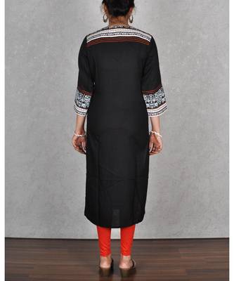 Black Rayon Printed Kurta 2