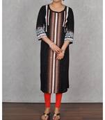Black Rayon Printed Kurta