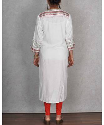White Cotton Printed Kurta 2