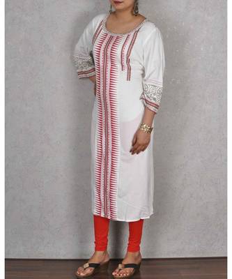 White Cotton Printed Kurta 1