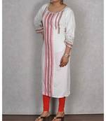 White Cotton Printed Kurta