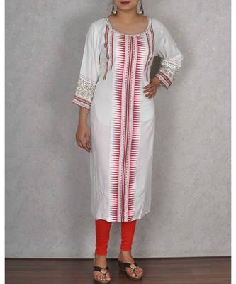 White Cotton Printed Kurta 3
