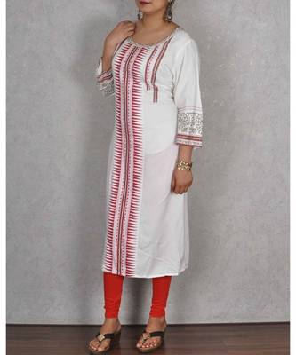 White Cotton Printed Kurta 4