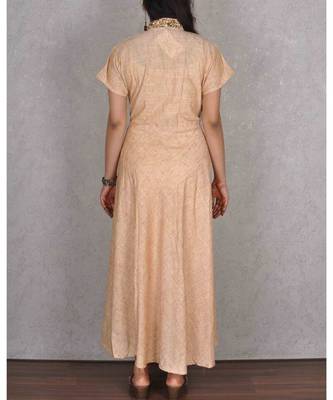 Peachish Beige Linen Cotton Dress 2