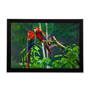 Parrots Pair Satin Matt Texture UV Art Painting 1