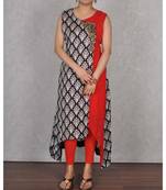 Black & Red Georgette Embroidered Dress