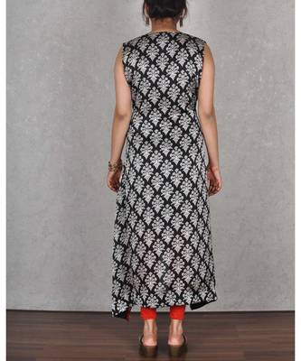 Black & Red Georgette Embroidered Dress 3