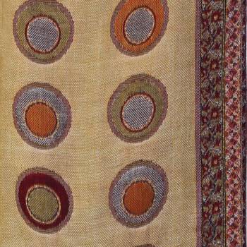 Navy & Beige & Multicolor Viscose Rayon Dots Woven Design Shawl 5