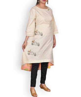 Peach Muslin Embroidered Kurta 1