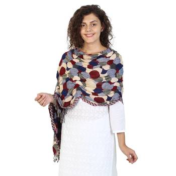 Multicolor Viscose Rayon Dots Woven Design Shawl 2